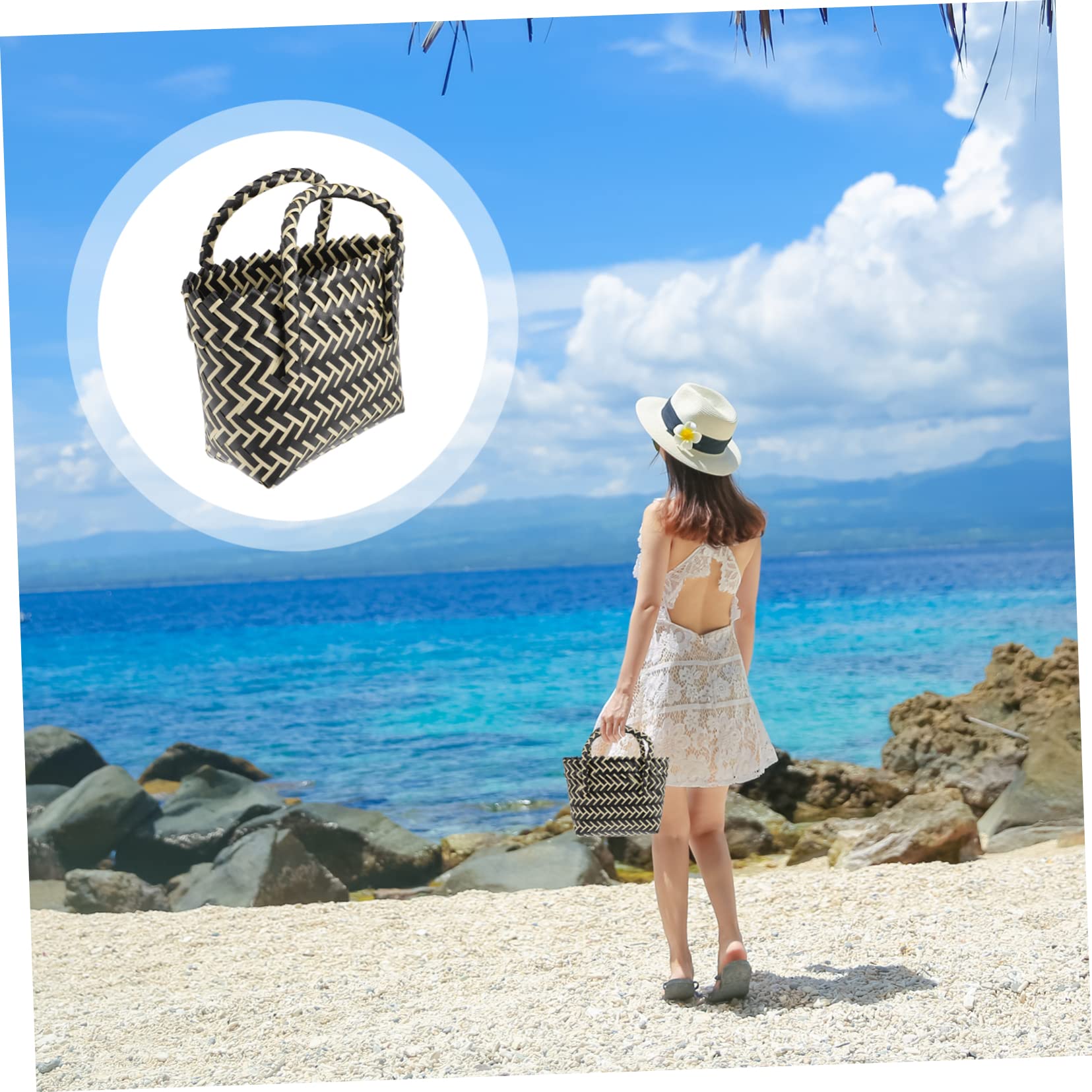 2 Uds Bolsa Tejida Cesta Bolsa Plástico Pp Miss To Weave