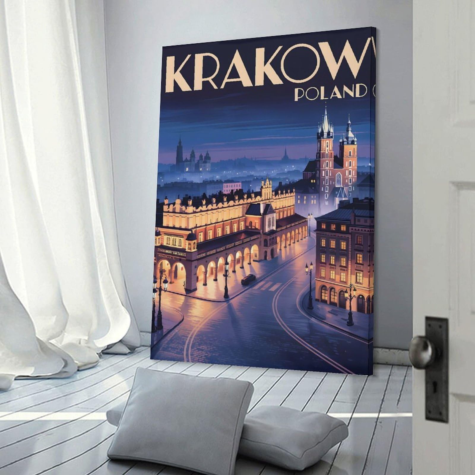 Junmoney Room Decor Wall Art Krakow Poland Travel, 20x30inch(50x75cm), for Wall Displays, Bedrooms Or Room Updates, A Versatile Canvas Print for Layering