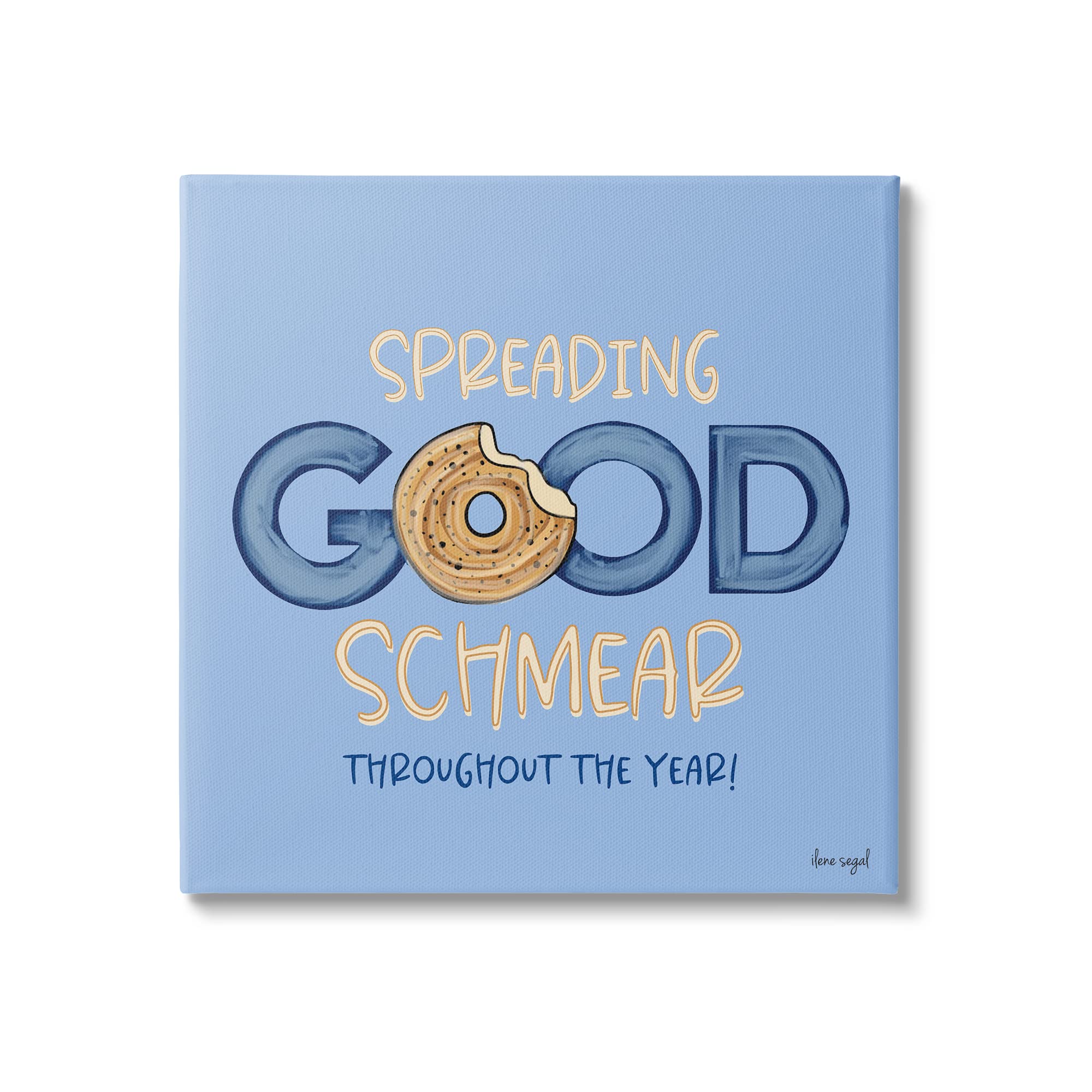 Stupell Industries Spreading Good Schmear Bitten Bagel Kitchen Phrase, Design by Ilene Segal