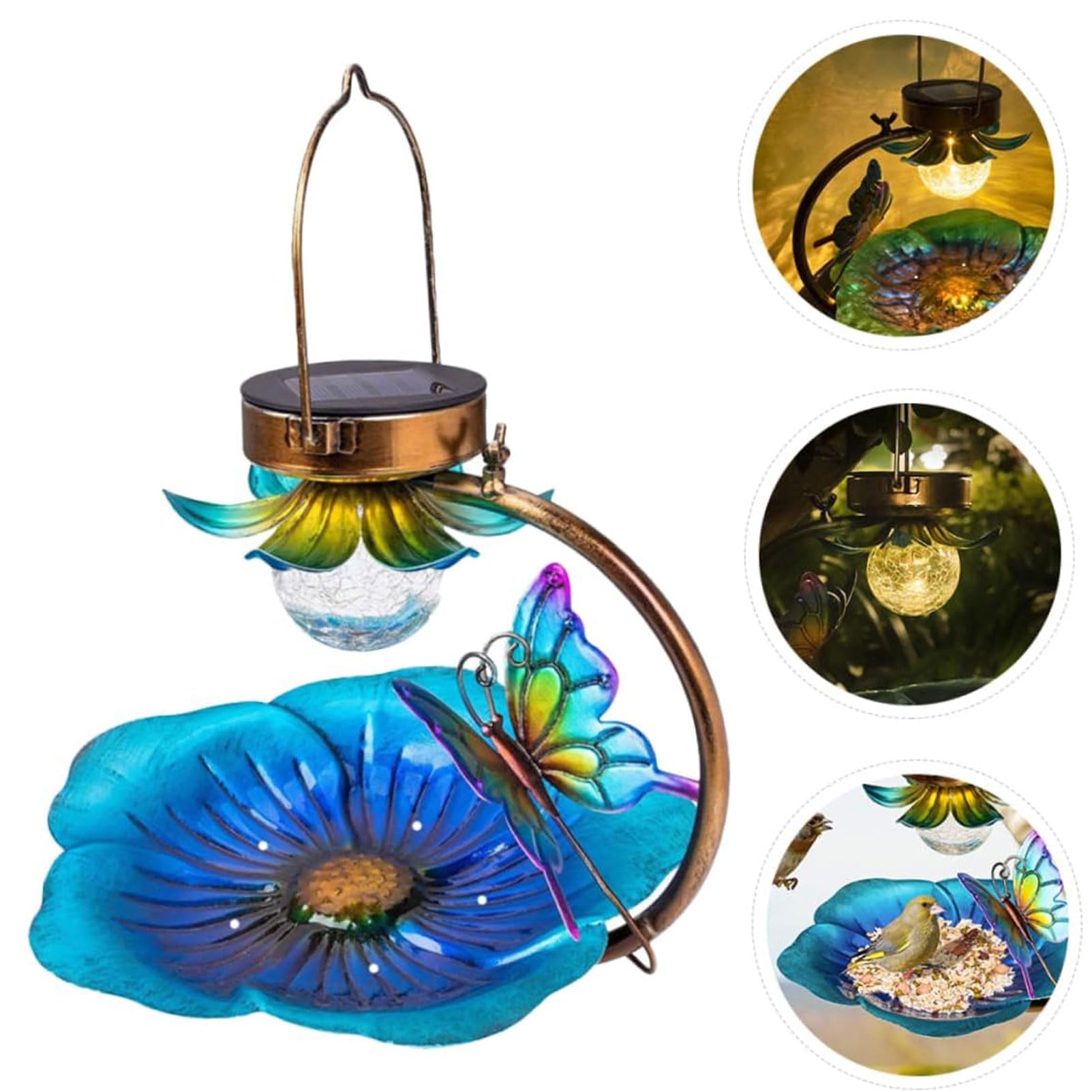 Comederos Comederos solares para pájaros en el exterior, comedero creativo para pájaros salvajes, bola craquelada, colgante de luz, comedero para pájaros, regalo Ideal para los amantes de las aves