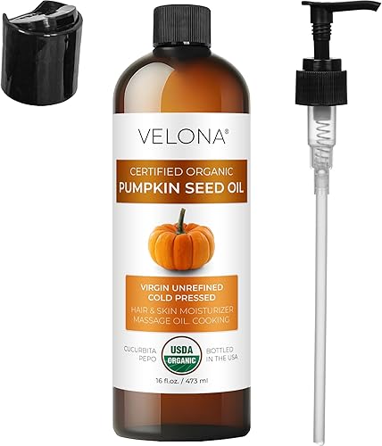 Vista 24 de velona Aceite de ricino orgánico certificado por USDA – 16 onzas líquidas (con bomba) Para el crecimiento del cabello, pestañas y cejas Prensado