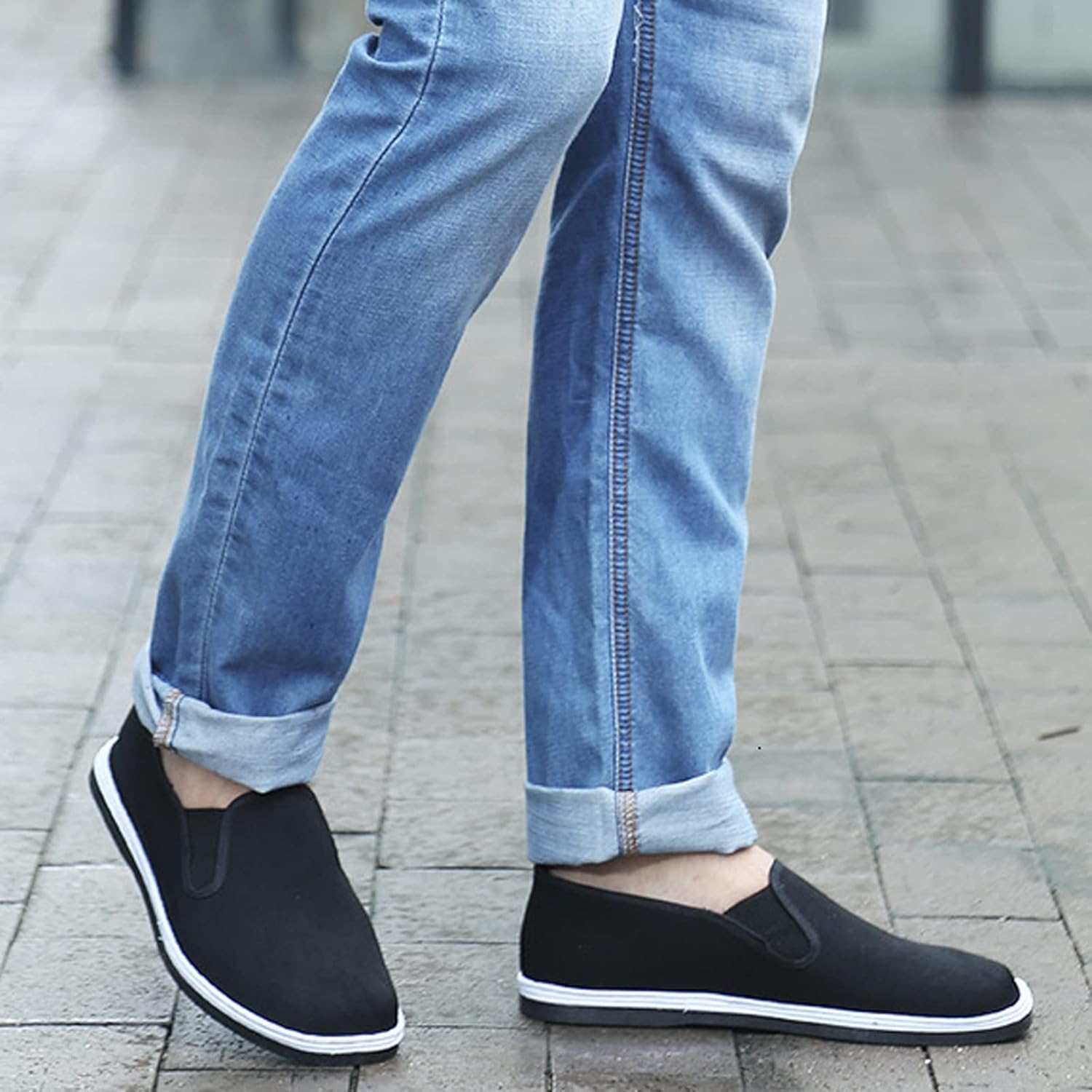 eYLun Kung Fu Shoes Men Tai Chi Shoes Chinese Traditional Martial Arts Rubber Sole Slip On Old Beijing Shoes - Image 3