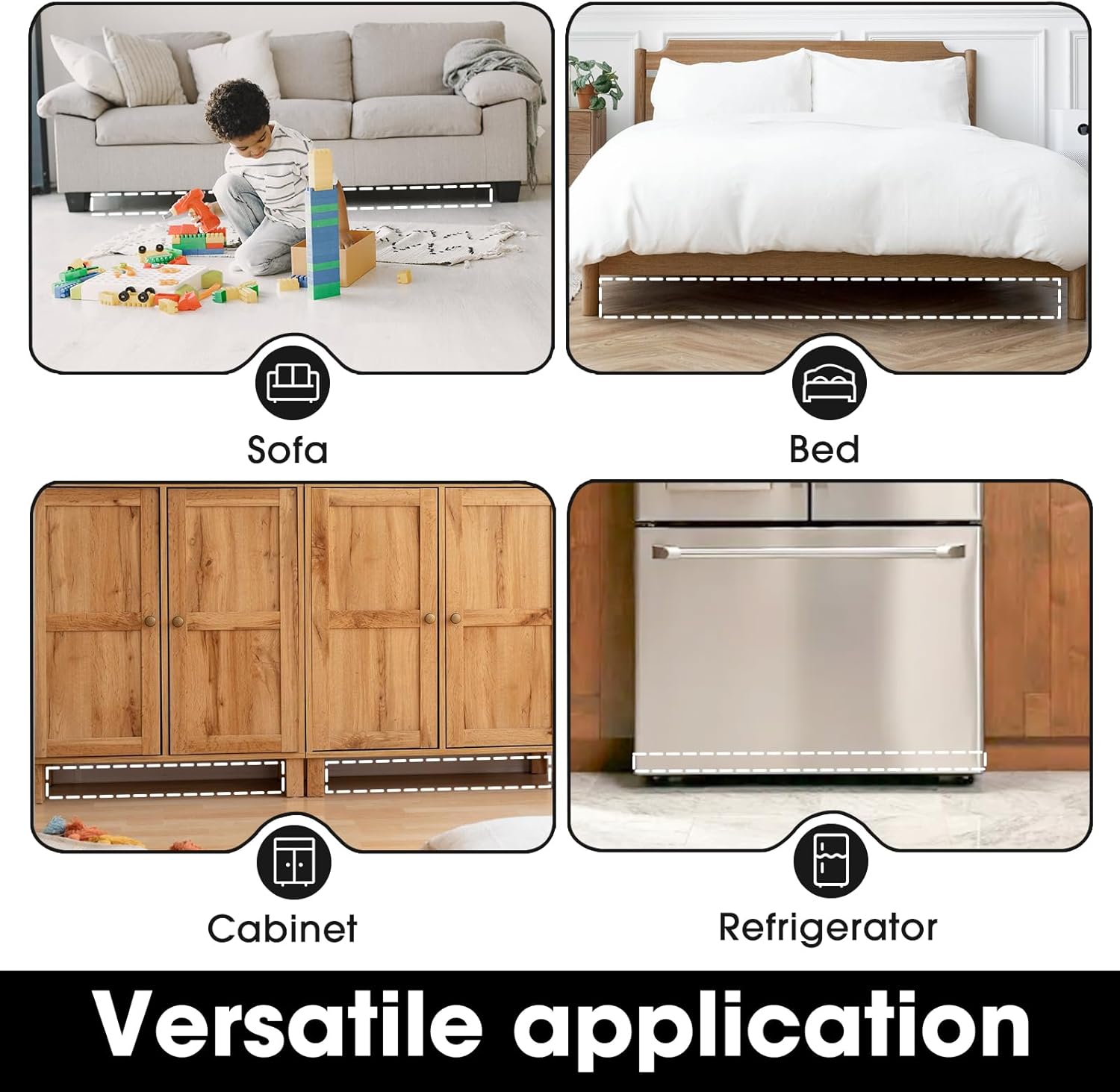 BOWERBIRD Clear Under Couch Blockers - Stop Toys from Going Under Couch Sofa Bed and Other Furniture - Suit for Hard Surface Floors Only
