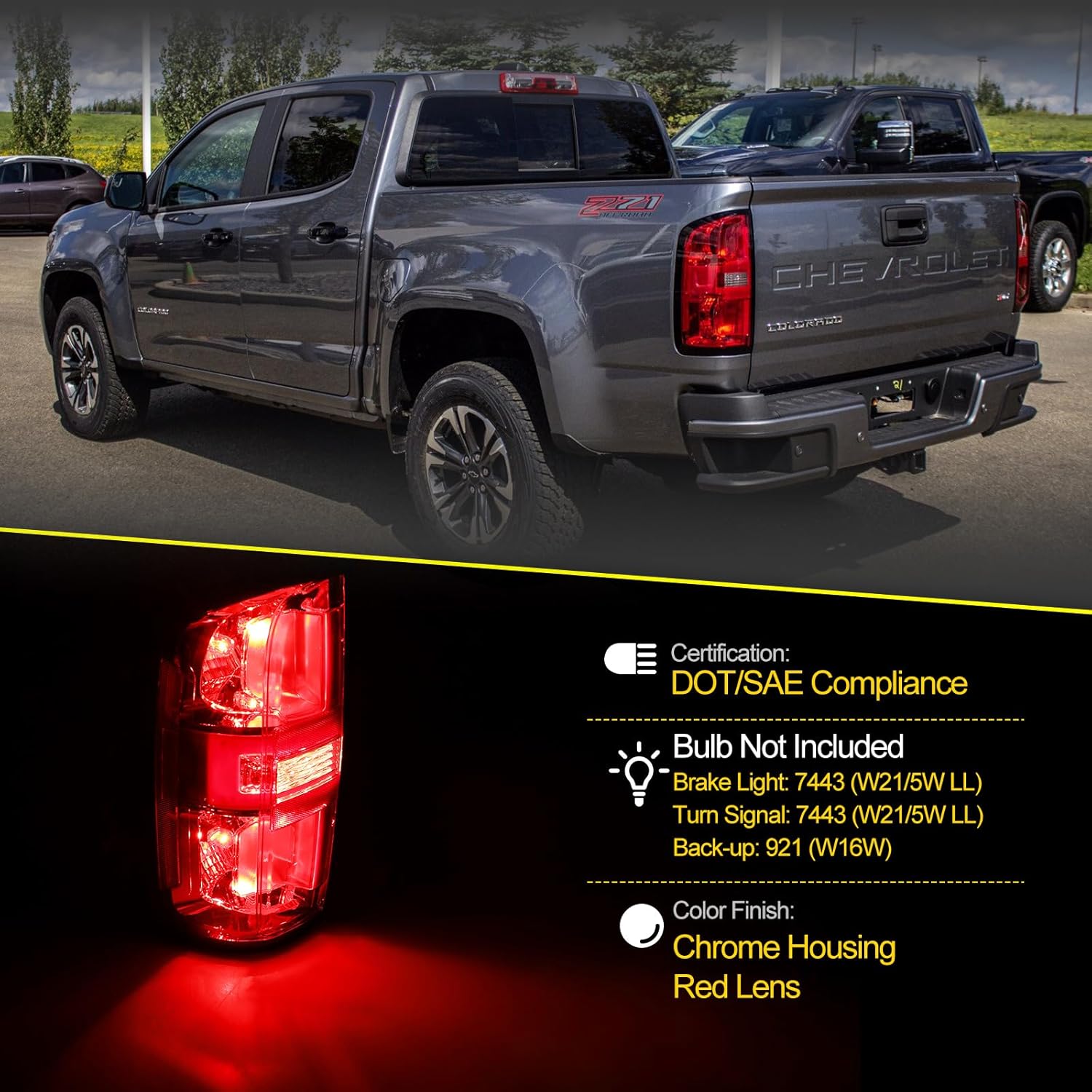 AUTOWIKI Tail Light Assembly for 2015-2022 Chevy Colorado, Red Clear Lens Taillights Brake Lamp OEM Style Replacement for 15-22 Colorado Driver Left Side 1pcs