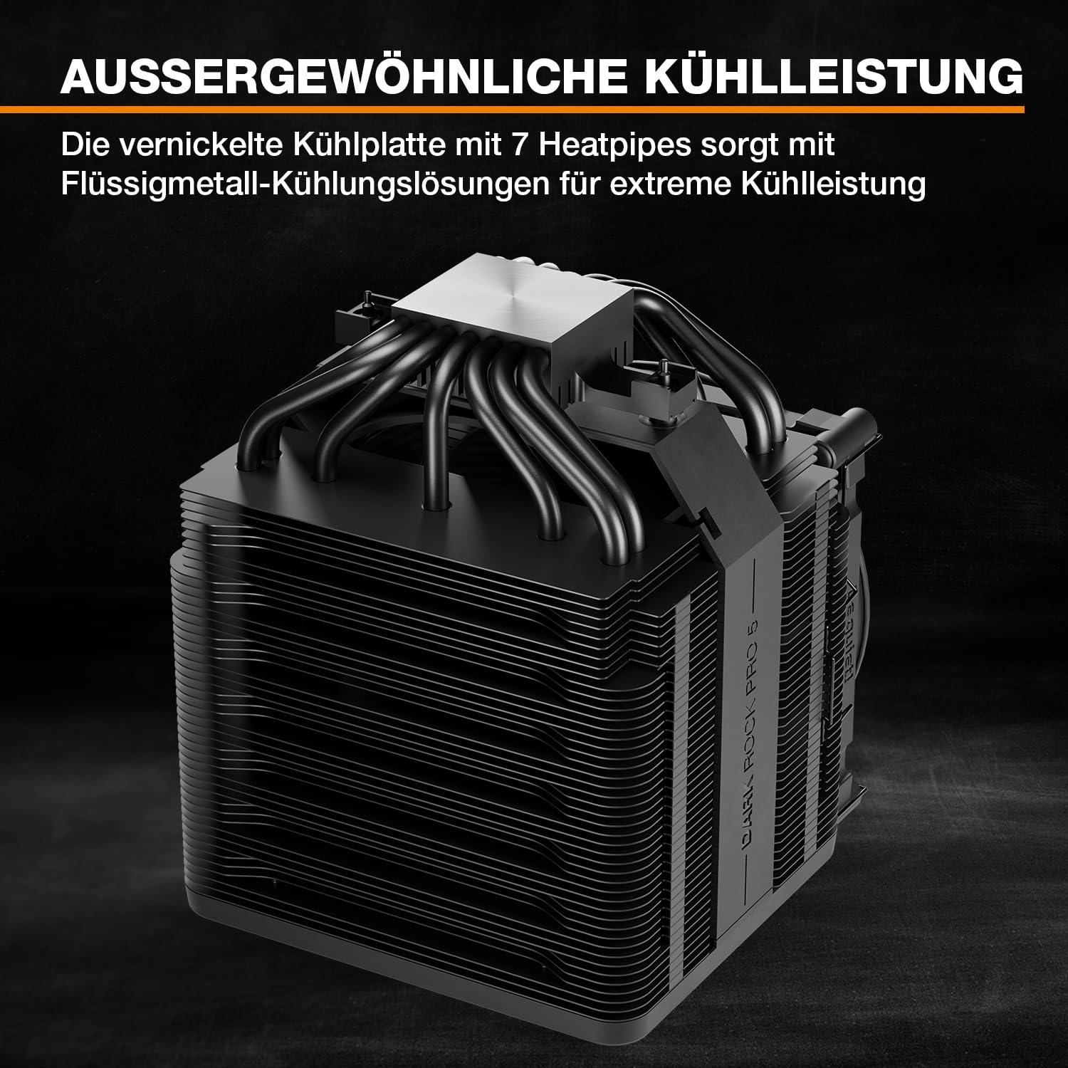 be quiet! Dark Rock Pro 5 Luftkühler, immens hohe Kühlleistung, 7 Hochleistungs-Heatpipes, Silent Wings 120mm PWM Lüfter, Silent Wings 135mm PWM Lüfter, nahezu unhörbarer Betrieb, Speed Switch