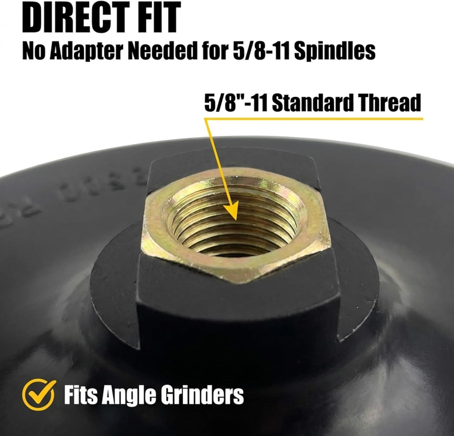 Drilax 7 Inch Hook and Loop Backing Pad, Rigid Low Profile Sanding Pad, 5/8-11 Thread with Wrench Mount, Flat Surface Grinding Polishing Pad for Angle Grinders and Polishers