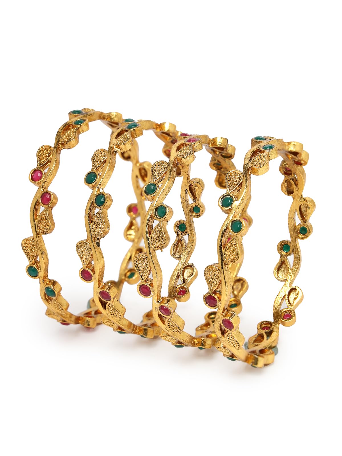 Sukkhi Classical Leaf Gold Plated Red And Green Bangle Set Jewellery for Women & Girls|Set of 4 Bracelet|Birthday Anniversary Gift for Women|B105905 (B0CPP6RDXD) Amazon Price History, Amazon Price Tracker