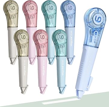 Temiary 8 Pcs Correction Tape Pens, Aesthetic for Instant Correction, Easy to Use, Pen Shaped Applicator for Office School Supplies, 1/5 Inch x 236 Inches