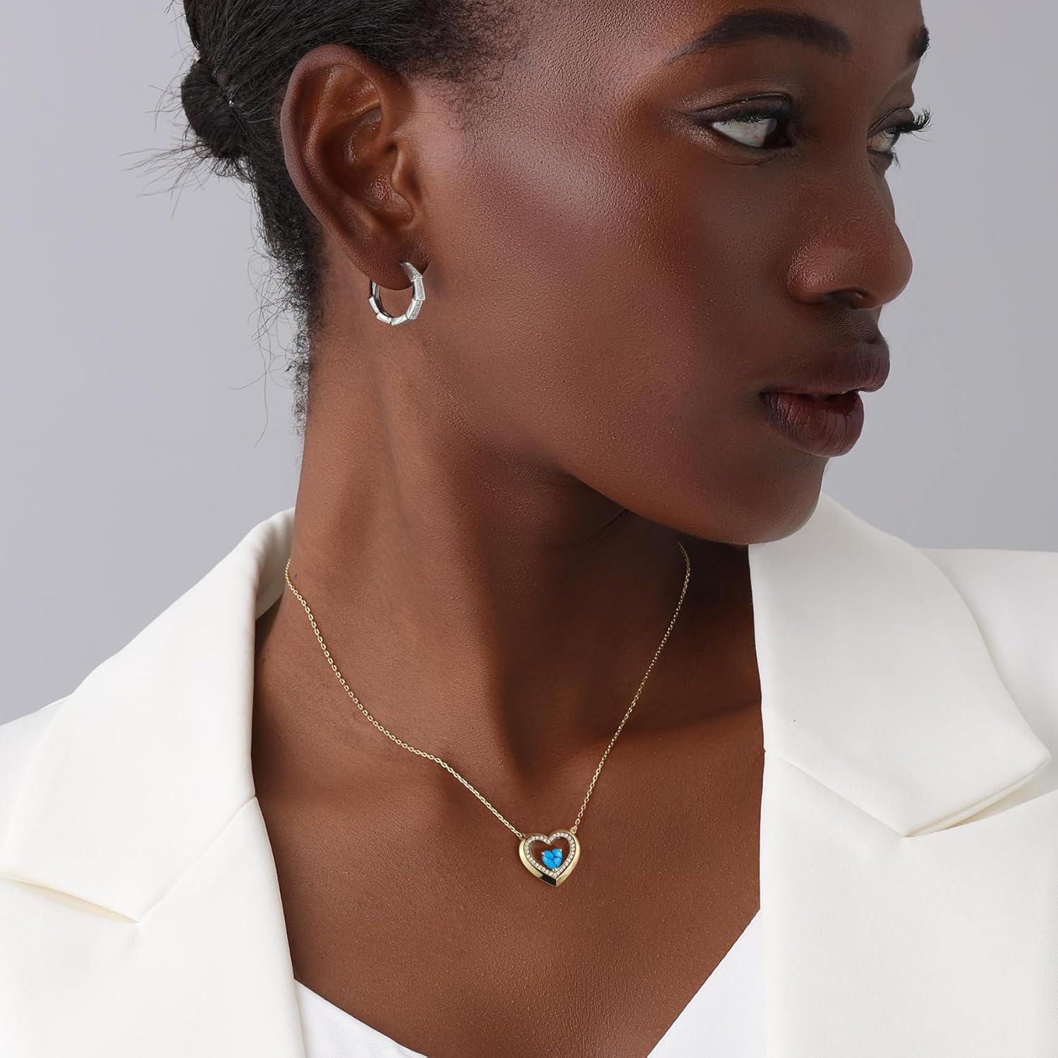 Christmas Gifts for Women - 14K Gold Filled 925 Sterling Silver Heart Birthstone Pendant Necklaces, Anniversary Birthday Jewelry Gifts for Wife Daughter Mom Grandma, Non Tarnish 16"+2" - Image 3