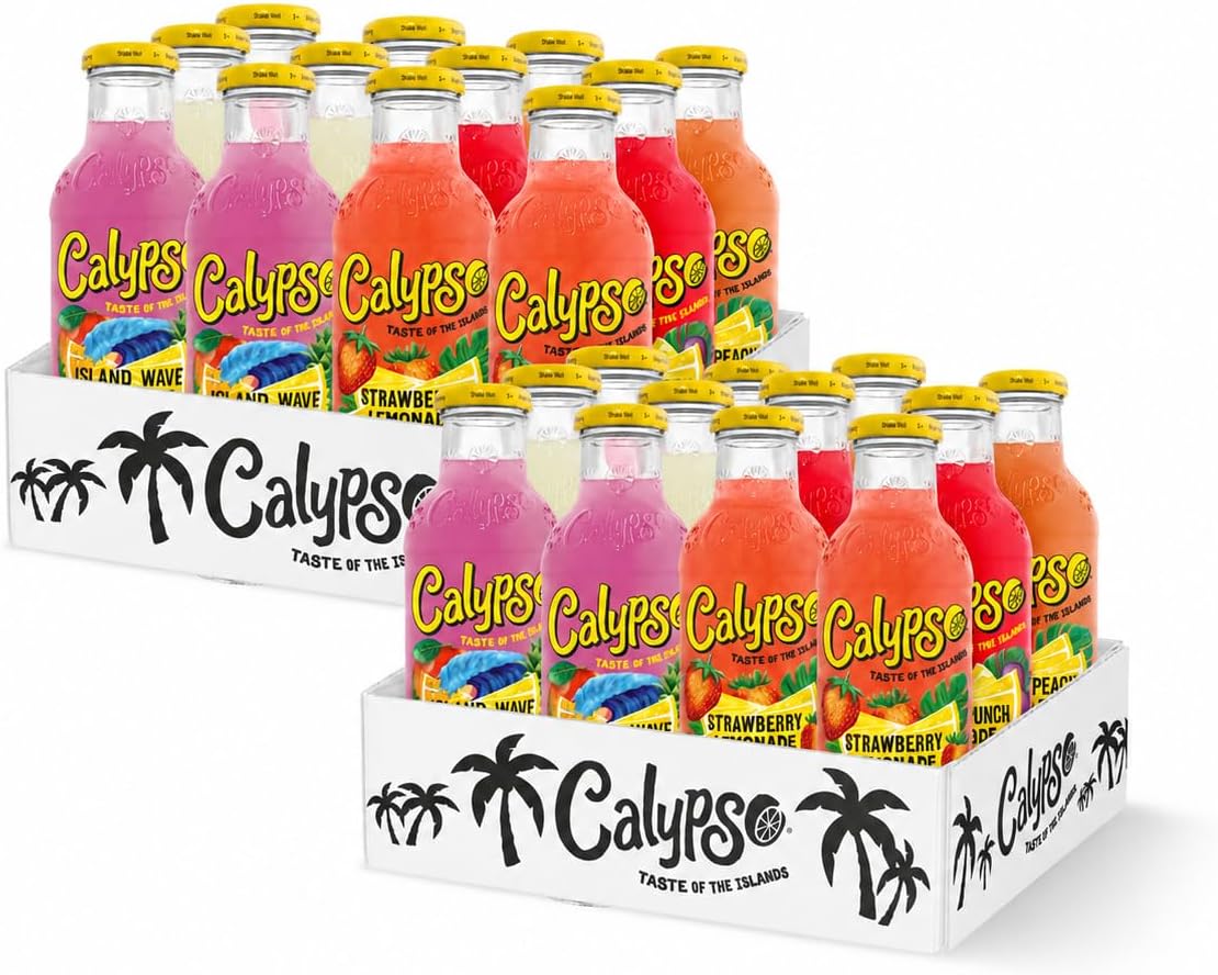 Lemonade, 6 Flavor Variety Pack, Made with Real Fruit, 16 Fl Oz Glass Bottles (Pack of 24)