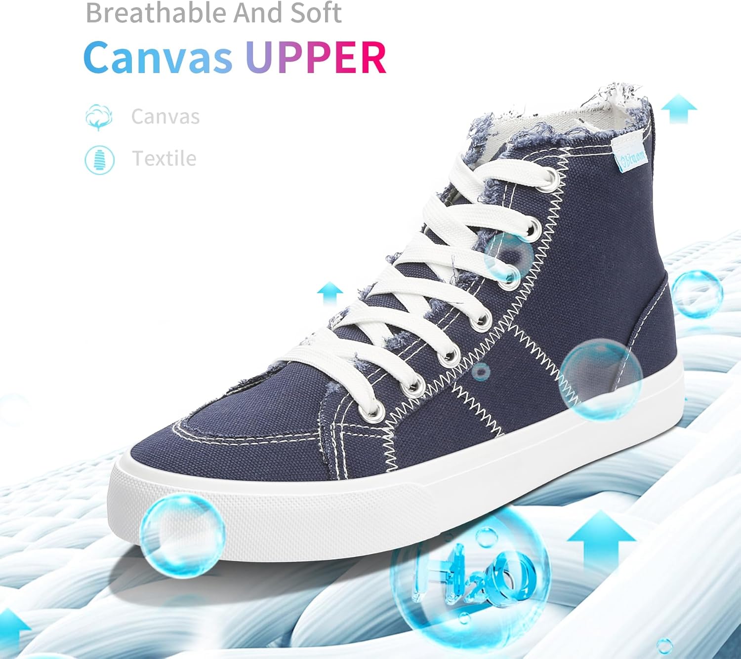 Obtaom Womens/Mens high top Canvas Shoes Play mid Calf Fashion Sneaker Casual lace up hi top Washed Canvas Shoes - Image 3