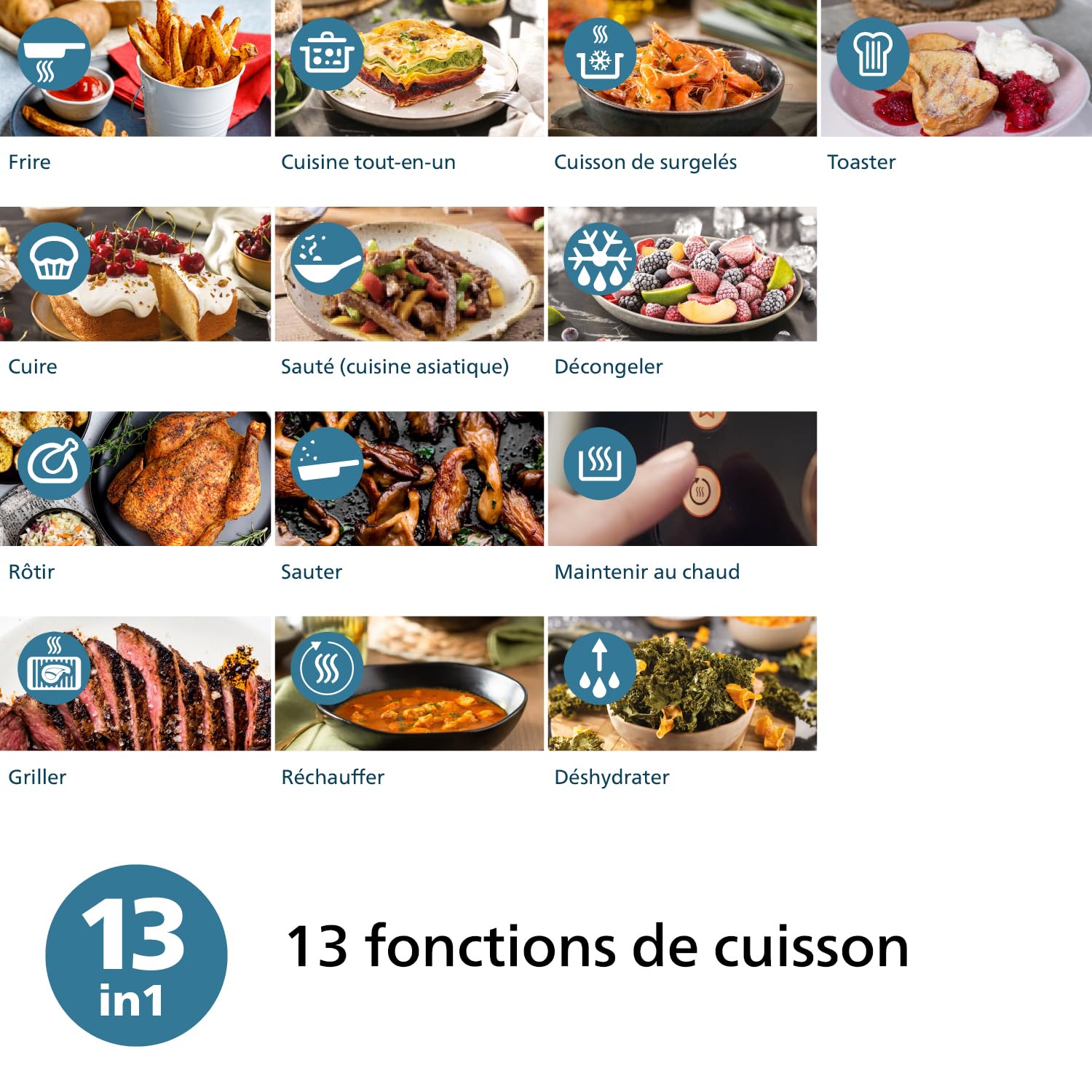 Philips Airfryer Série 2000 - Air Fryer 4.2L, 13 modes de cuisson, technologie RapidAir, jusqu'à 90% de matières grasses en moins, fenêtre de cuisson, écran tactile, Noir (NA229/00) - 4