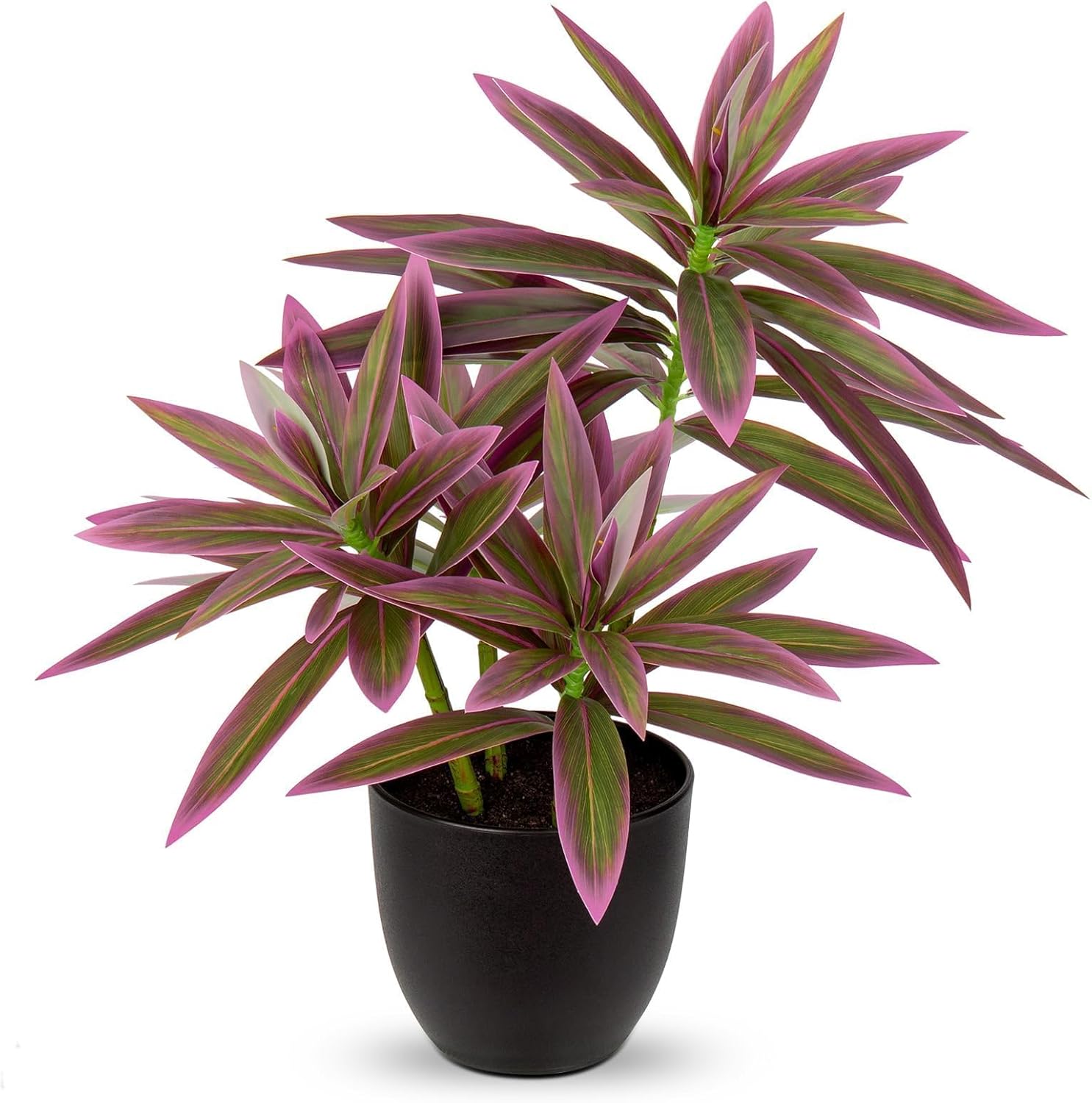 Faux Plants 16.1" Dracaena Artificial Plant Realistic Fake Plants in Pot Small Indoor Plants Fake Potted Plants Artificial Decor for Home Living Room Bathroom Office House Table Desk Shelf, Pink