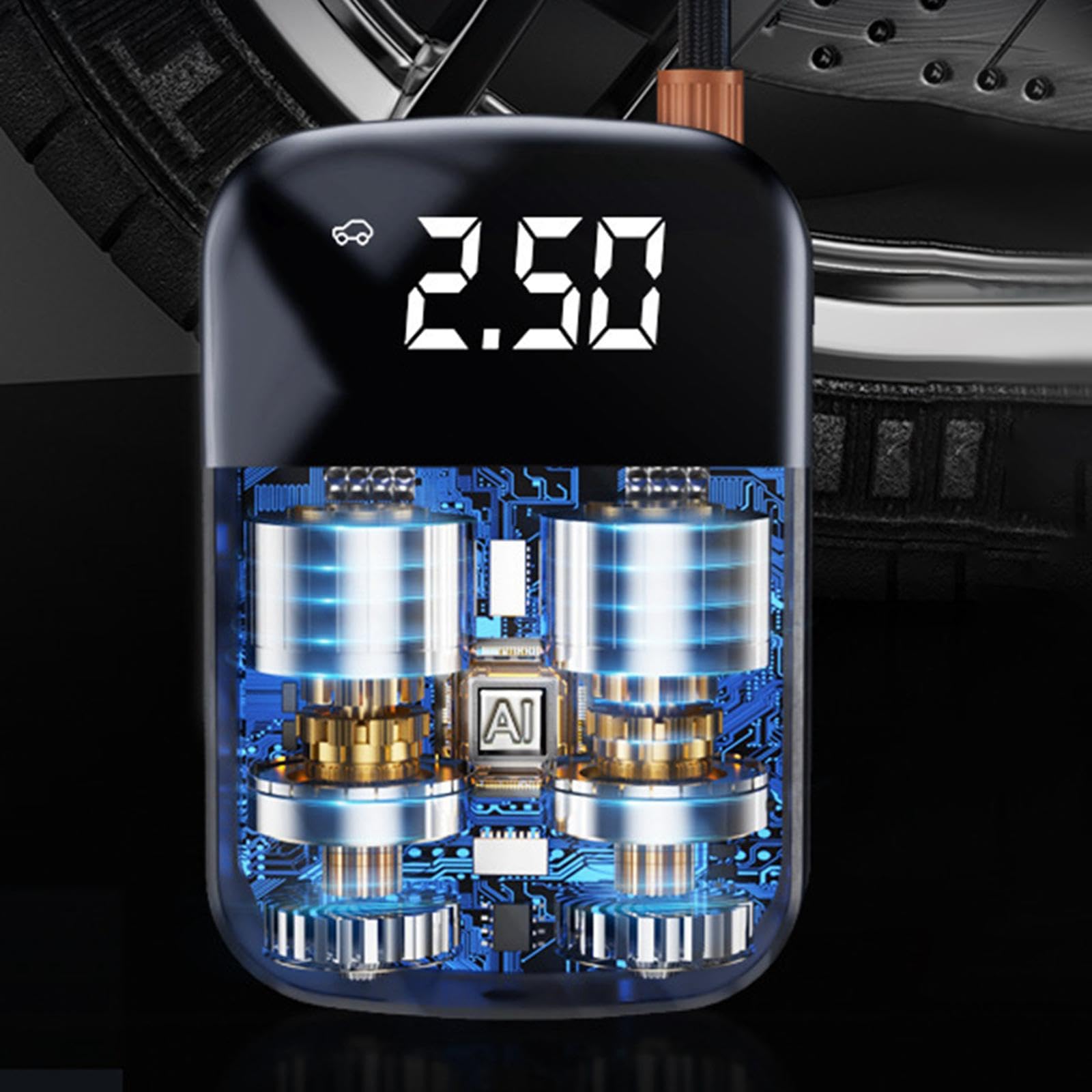 Pompa D'aria Elettrica Portatile per Pneumatici con Manometro, Accessori Multipli, Display Digitale di Facile Utilizzo, Adatta per Pneumatici di a