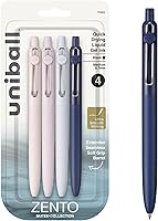 uni-ball Zento Gel Ink Rollerball Pens, 4-Pack Black 0.7mm Medium Point, Smooth Writing, Muted Japanese Barrels