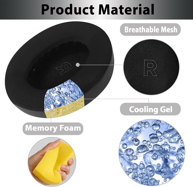 Adhiper Replacement Ear Pads para Auriculares Bose QuietComfort Ultra (QC Ultra) con Gel Refrigerante Mejorado y Espuma de Memoria de Alta Densidad, Accesorios - Negro miniatura 4