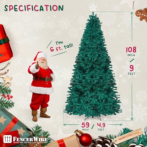 Miniatura 2 de Fencer Wire Árbol de Navidad verde artificial de abeto de North Valley de 9 pies de alta calidad, con 2.028 puntas de ramas y soporte de metal,