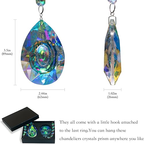 Miniatura 6 de 2 atrapasoles para ventana interior con cristales de 3.504 in3.5 pulgadas, candelabros colgantes de cristales, prismas para jardín, hogar, ventana,