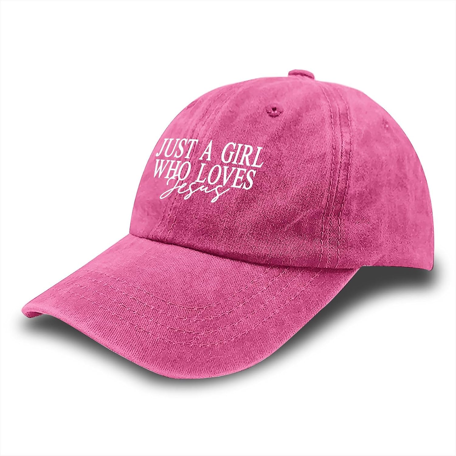 JUSTS A Girls WHO Loves Jesus Hats for Women Aesthetic Washed Distressed