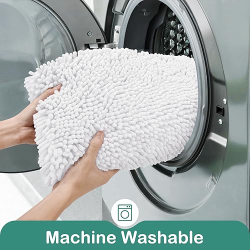 Miniatura 7 de HOMEIDEAS - Juego de tapetes para baño (2 piezas), de felpilla suave, absorbente, peluda, antideslizante, para baño, tina y ducha. Se pueden lavar a