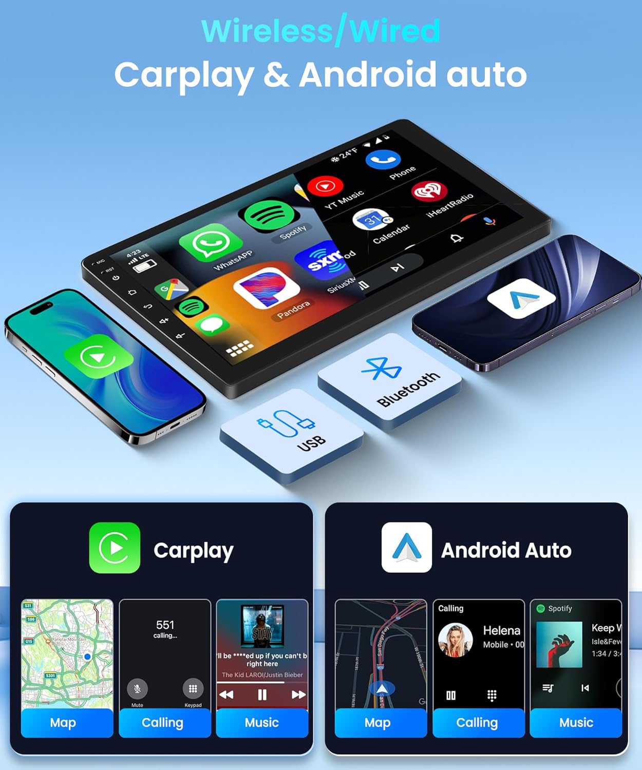 【4+64G】 for Chrysler PT Cruiser 2005-2010 Android Car Radio Stereo,Wireless CarPlay Android Auto,9 inch IPS Touchscreen Car Stereo Bluetooth5.0, GPS, WiFi, SWC,59UI,32EQ AI DSP + HD Backup Camera