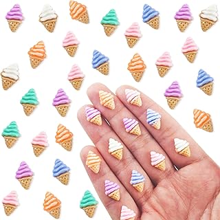 100 Pieces Colorful Tiny Ice Cream for Dollhouse Miniatures Resin Food for Crafts Mini
