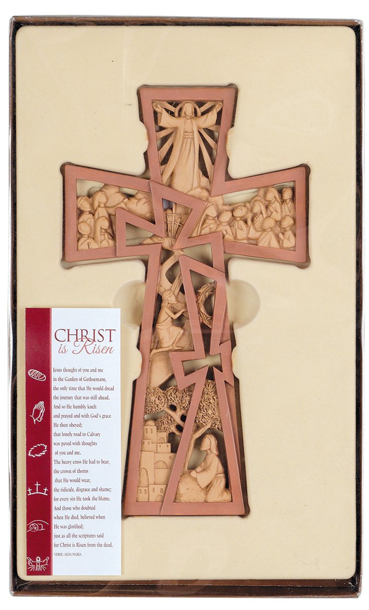 Dicksons Pierced Stages of Christ Easter 11 Inch Resin Stone Wall Cross