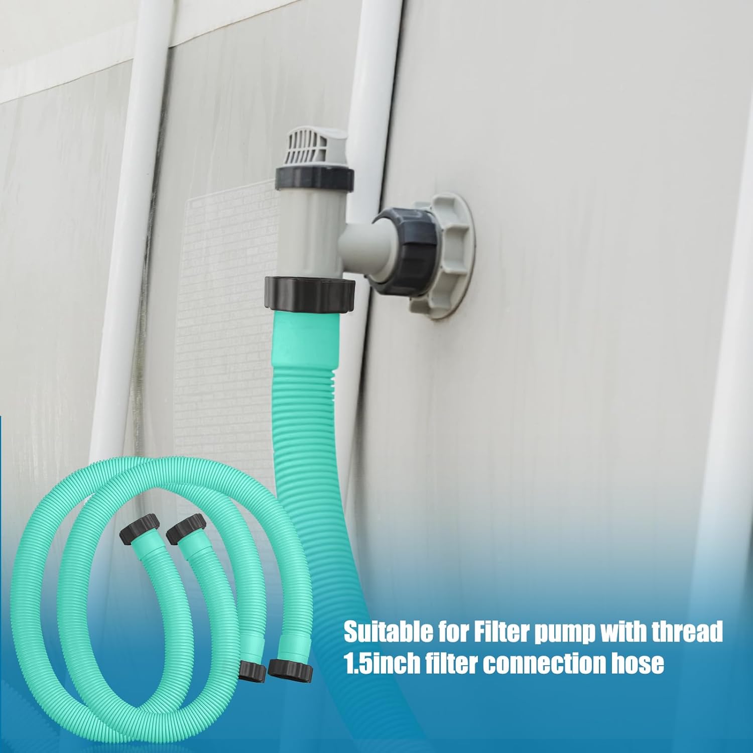 eBoot 2 Pcs 29060e Above Ground Pool Hoses 1.5" Diameter 59" Long Swimming Pool Pump Hose Replacement for Filter Pump, Saltwater System, Sand Filters Accessories(Lake Green)