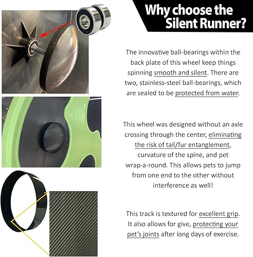 Miniatura 4 de Silent Runner- 9 pulgadas regular - Rueda de ejercicio + soporte + accesorio de jaula (brilla en la oscuridad)