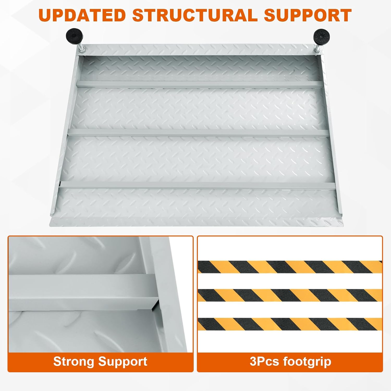 Door Threshold Ramp, 3", 5" to 7.5" Adjustable Height Door Transition Ramp, Alloy Iron Portable Door Ramp for Thresholds, Threshold Ramp Load 800 Lbs for Wheelchair, Scooter, Cart, Walker