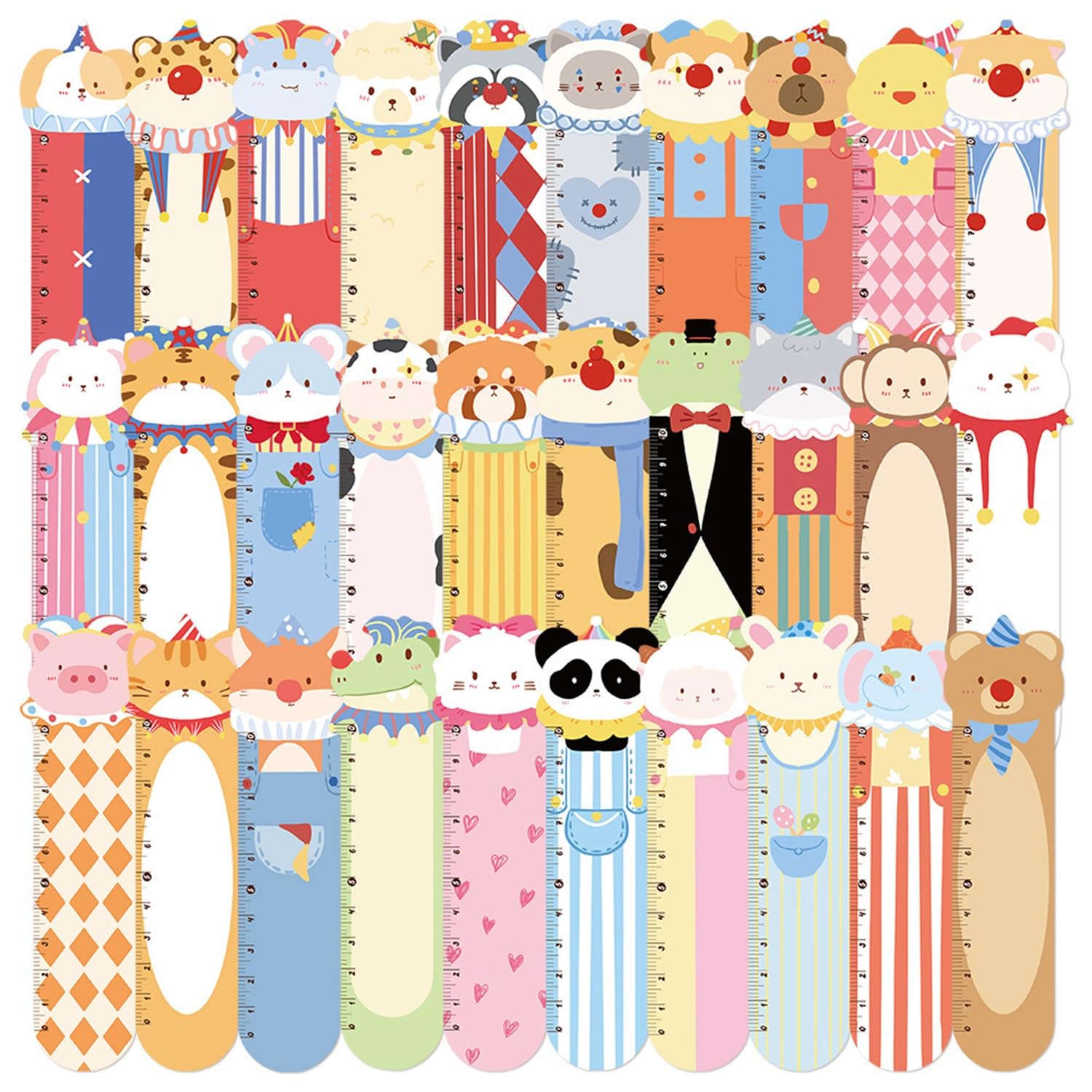ノーブランド品 30枚のファンのしおり、サーカス団の動物、紙、BOOKMARK