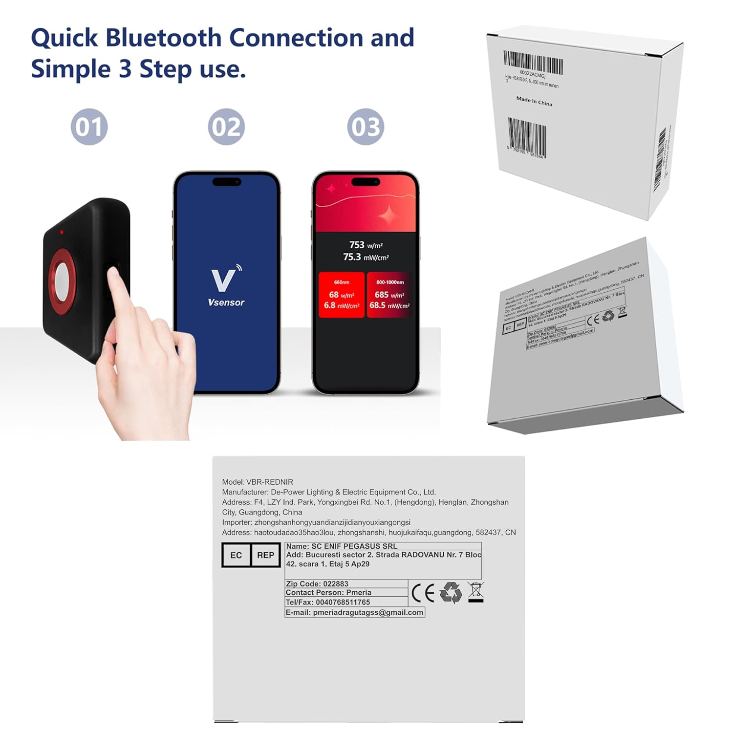 VBR-REDNIR meter measuring a red light therapy panel