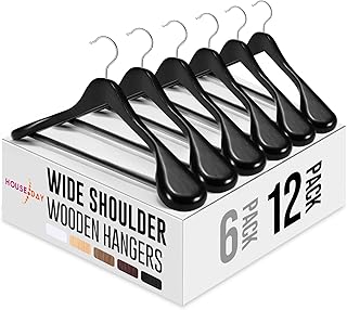 HOUSE DAY Wide Shoulder Wooden Hangers 12 Pack