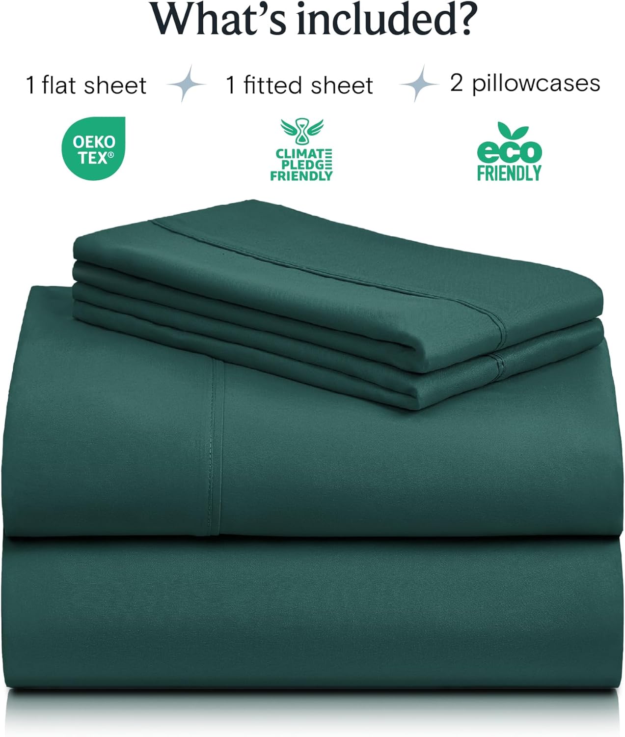 LuxClub 4 PC Queen Sheet Set, Breathable Luxury Bed Sheets, Deep Pockets 18" Wrinkle Free Cooling Sheets Machine Washable Hotel Bedding Silky Soft - Emerald Queen