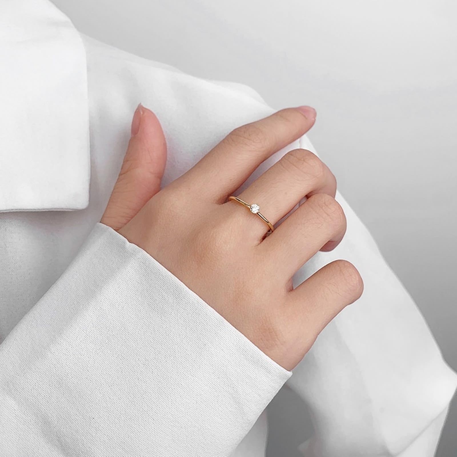 9-karatowe żółte złoto pierścionek damski Moissanit, Eternity Ring Solitaire 4 pazury
