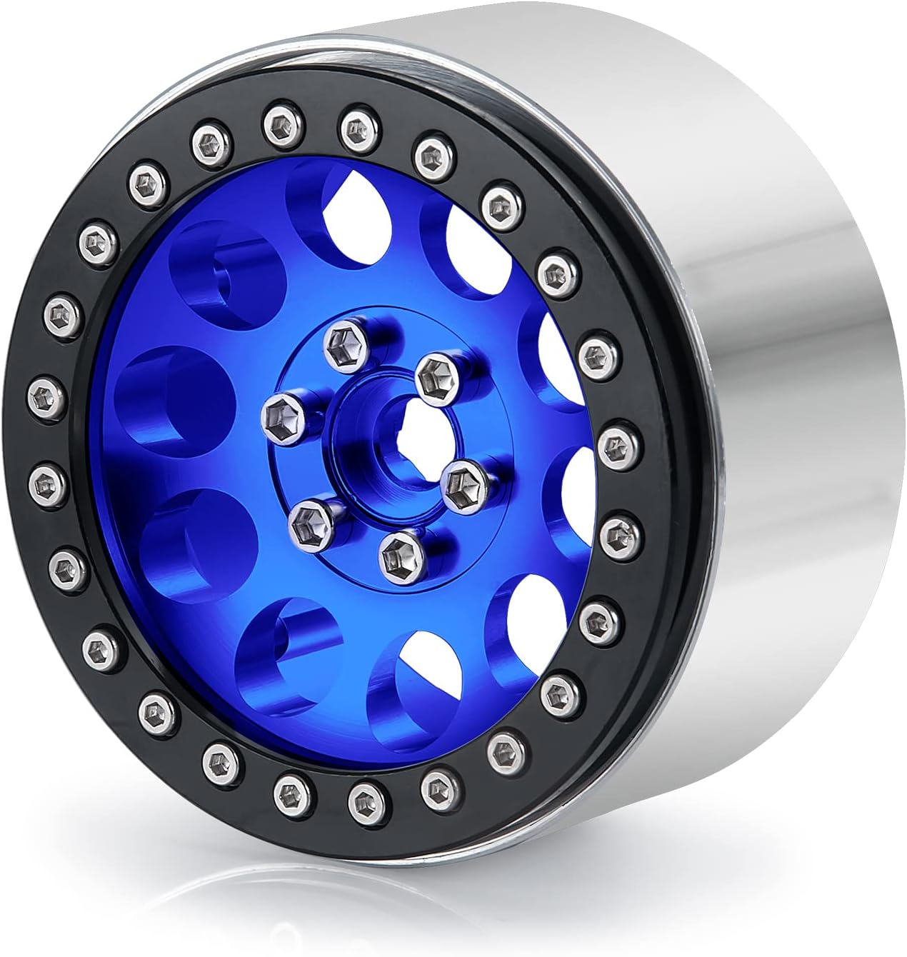 Aluminum 2.2" Beadlock Wheels Rims 35mm for 1/10 RC Crawler Truck Car SCX10,SCX10-II,TRX4,Wraith,4PCS (Blue)