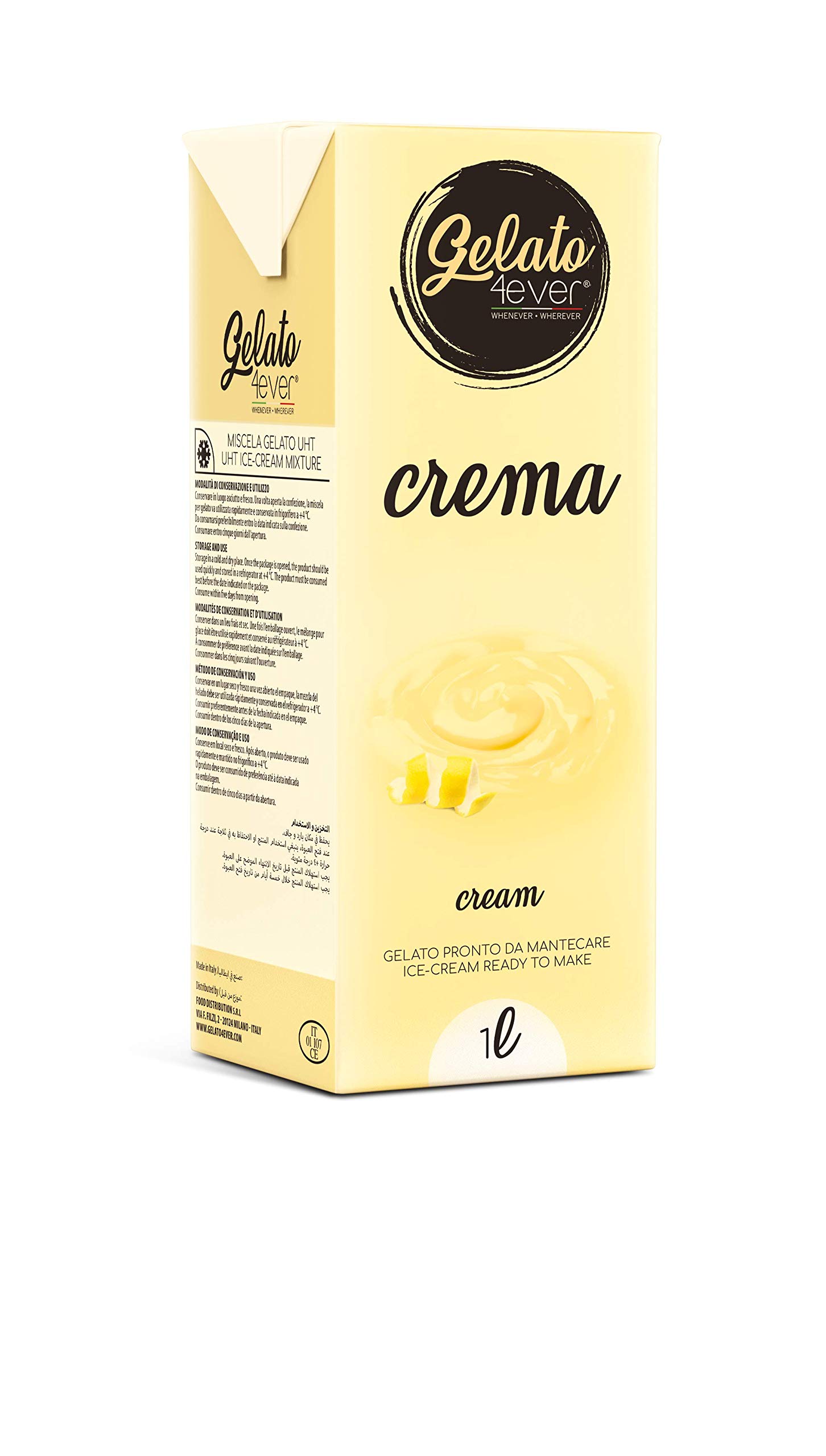 Gelato 4ever Crema helada lista para batir Paquete de 2 Fiordilatte