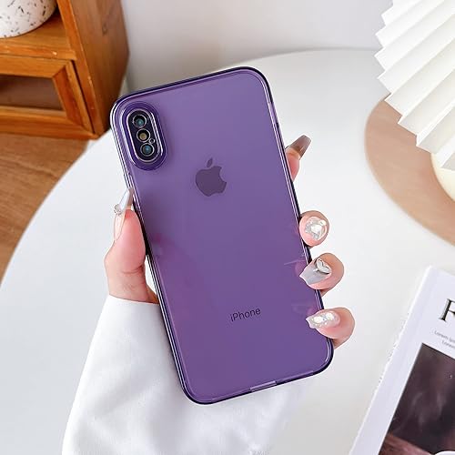 ZTOFERA Funda para iPhone X, funda protectora de parachoques de silicona suave transparente de color retro a prueba de golpes - púrpura