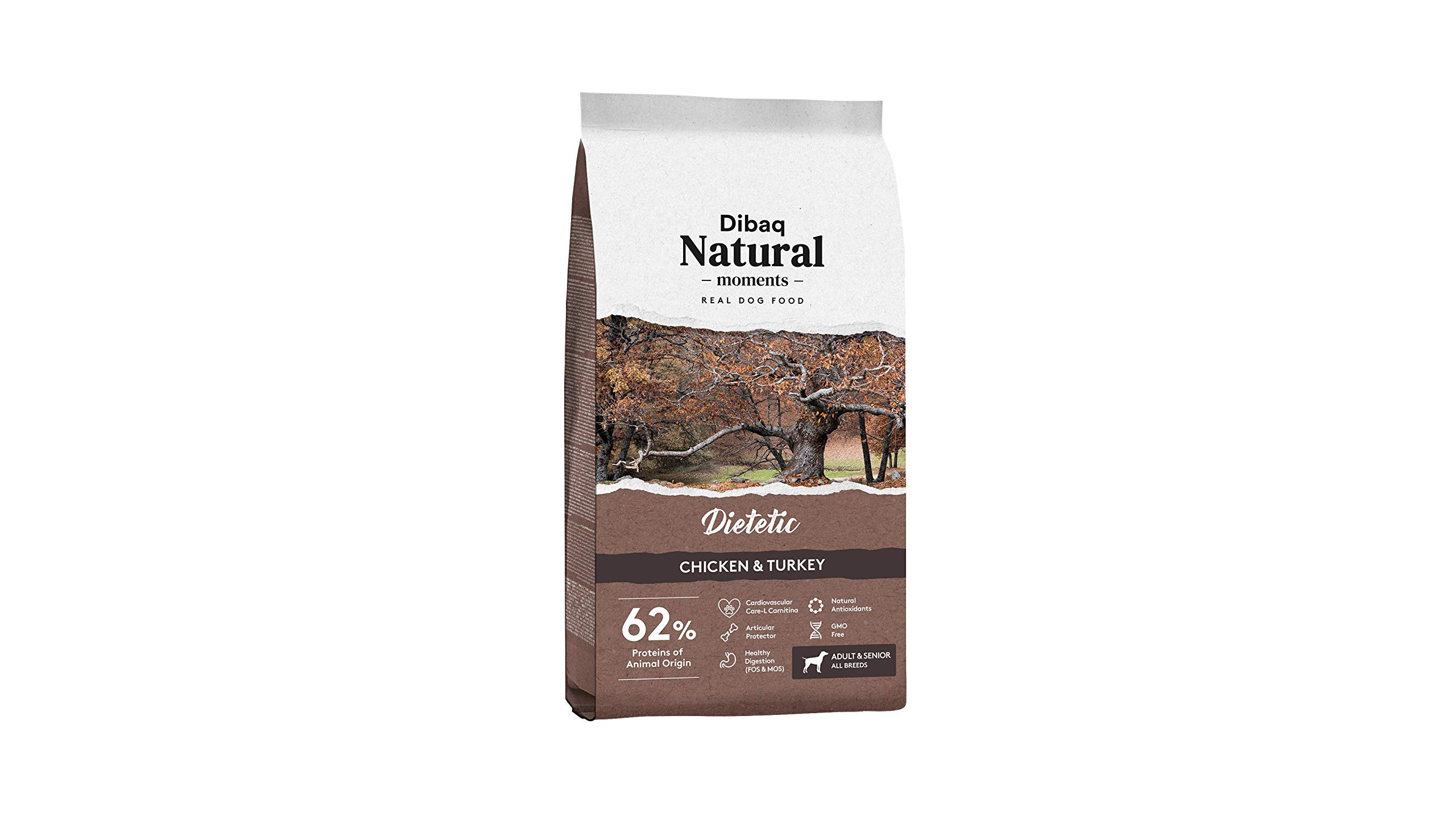 Dibaq Natural Moments Dietetic: piensod e Pollo y Pavo para Perros Adultos con sobrepeso o Control de Peso. Ingredientes 100% Naturales. 15 Kg.