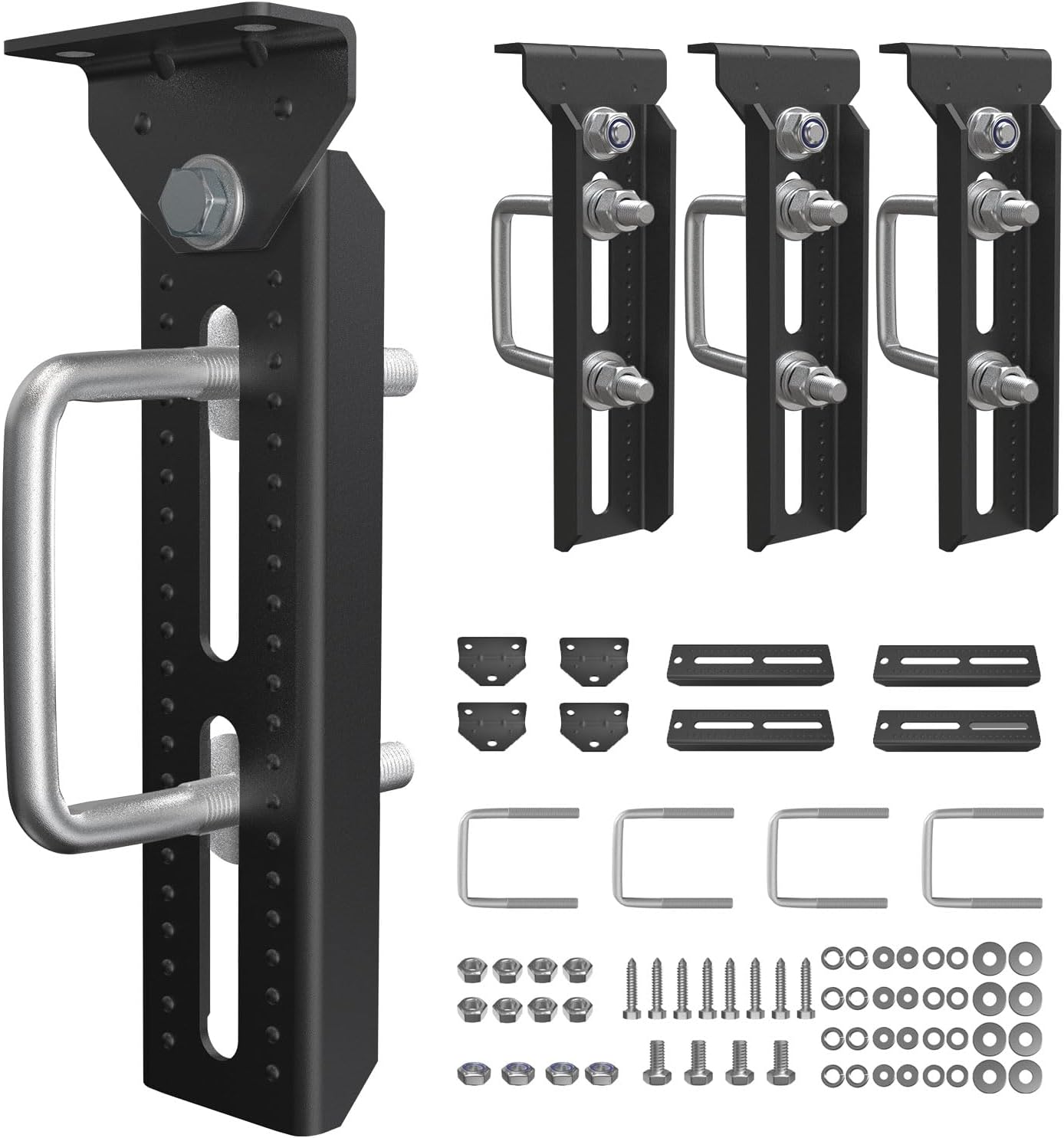 Wellmax 10" Heavy Duty Boat Trailer Bunk Brackets, 4-Pack | Galvanized Steel with E-Coating & Dacromet Hardware | Swivel Top | Fits 3x3, 2x3, 1.5x3 Crossmembers | for Deep-V Hulls & 2x6 Bunk Boards