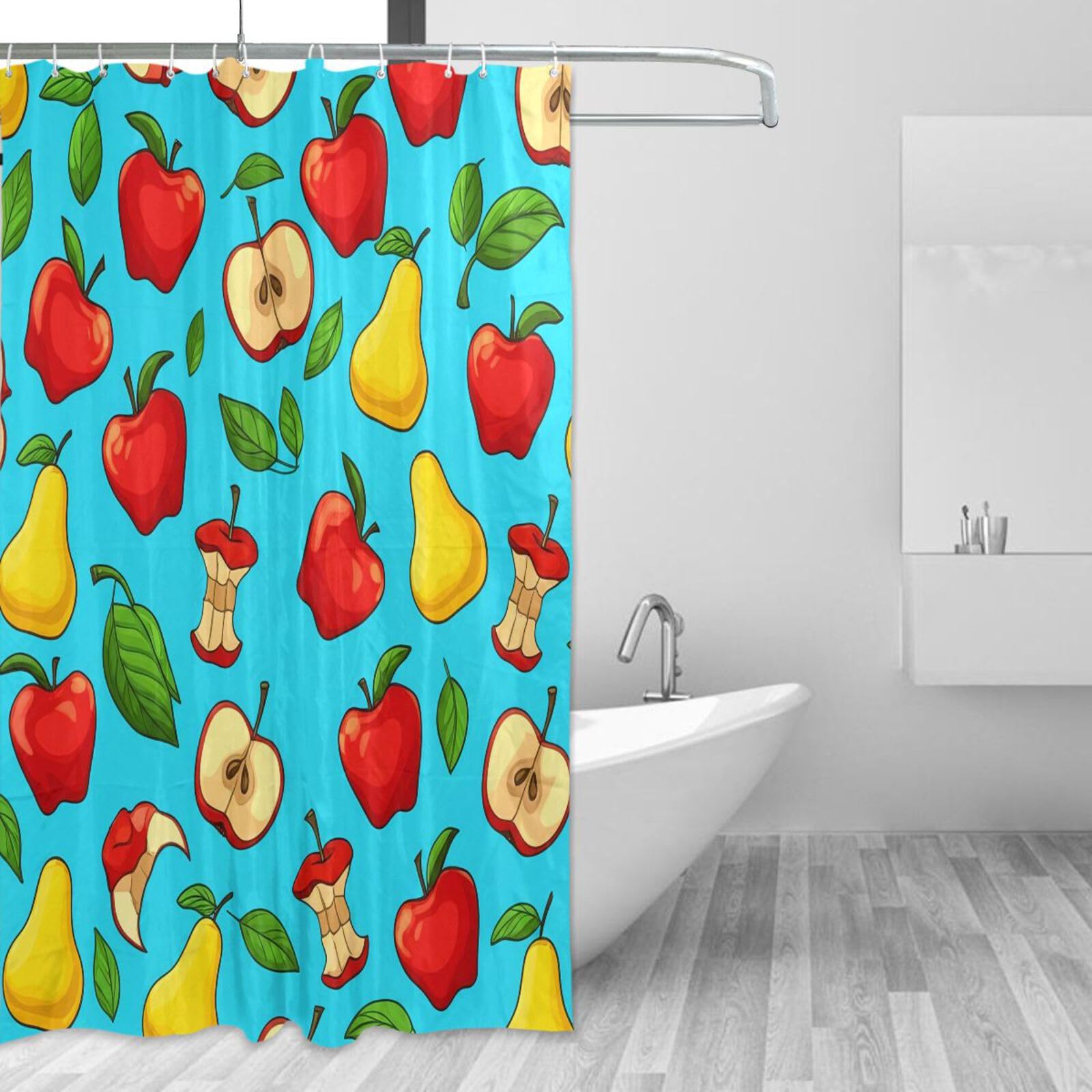 DUOBU Red Apples Shower Curtain Washable Waterproof Fabric Bath Curtain 60x72Inch Shower Curtains with Hooks for Bathroom Decor