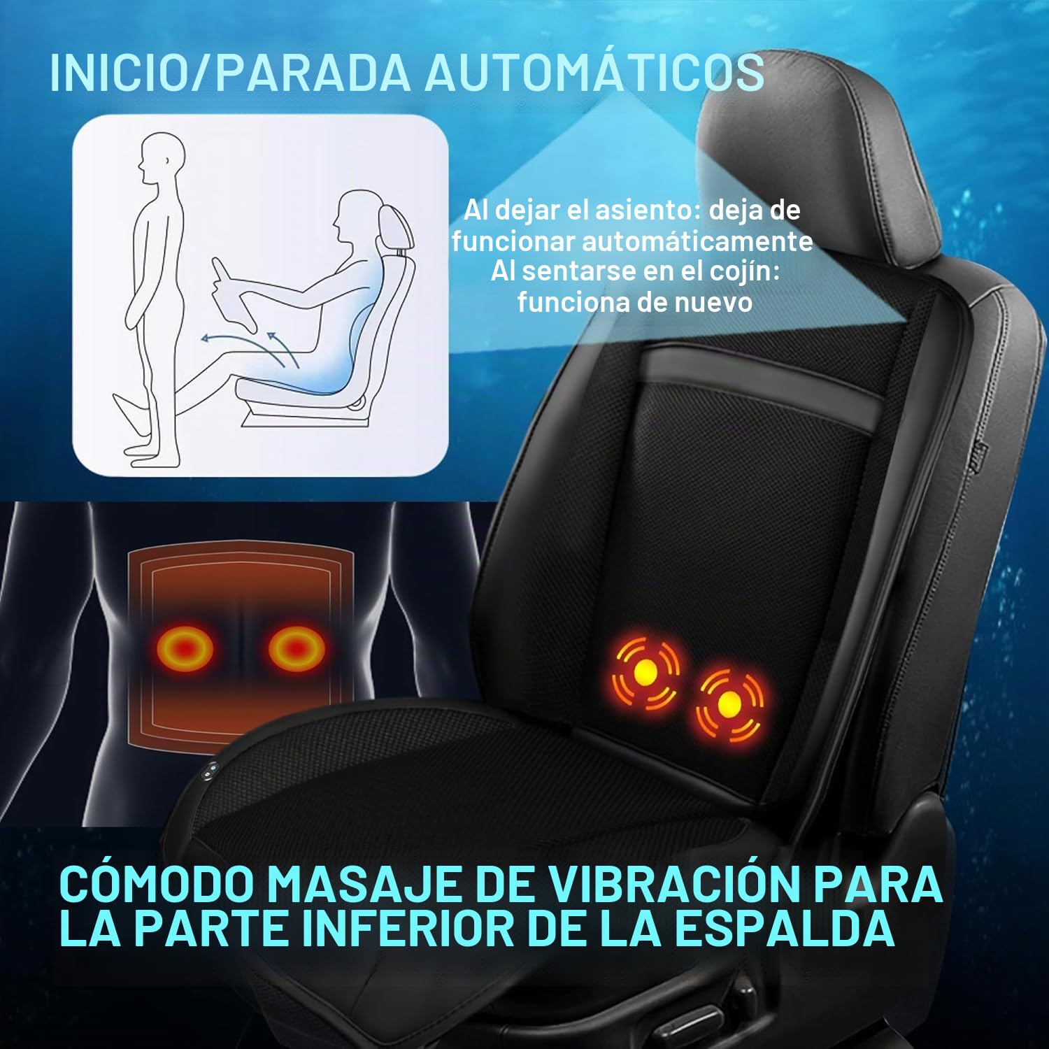 Funda de verano para asiento delantero de coche, 16 ventiladores, 2 en 1, cojín de enfriamiento para asiento de coche con función de masaje, 12 V, ventilado, transpirable, enfriador de asiento