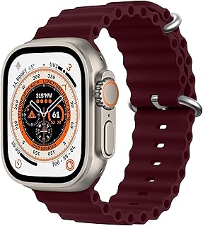 Adjustable Silicone Sport Loop Strap for iWatch Series Ultra 8 7 6 5 4 3 2 1 SE, Adjustable Sport Loop Strap Compatible with Apple Watch Band 49mm 45mm 44mm 42(wine Red)