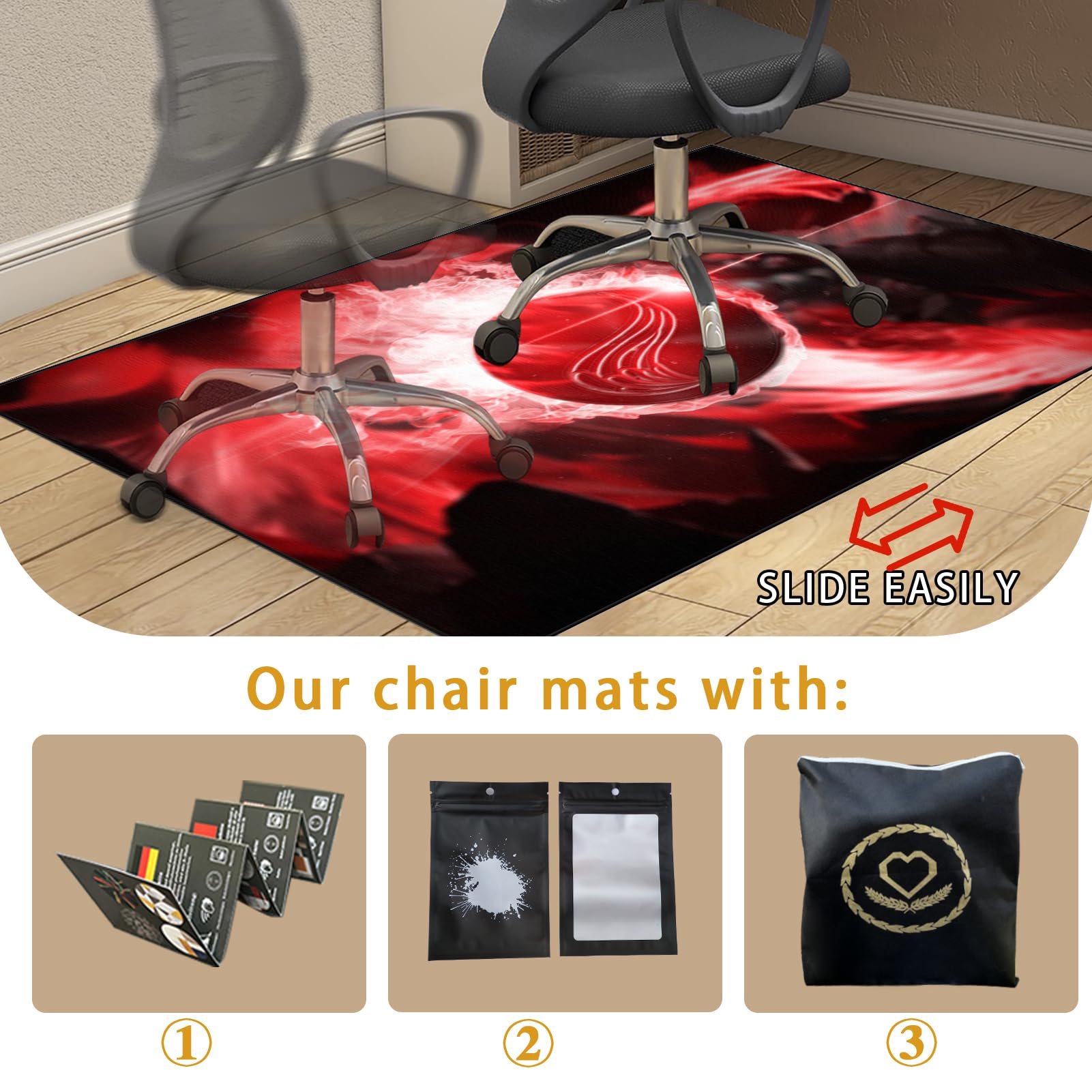 Bodenschutzmatte Gaming Teppich, Unterlage Schreibtischstuhl, Bürostuhl Matte, 200 x 230 cm Bodenschutz Bürostuhl Teppichschoner für Parkett, Laminat, Hartböden und Teppichboden