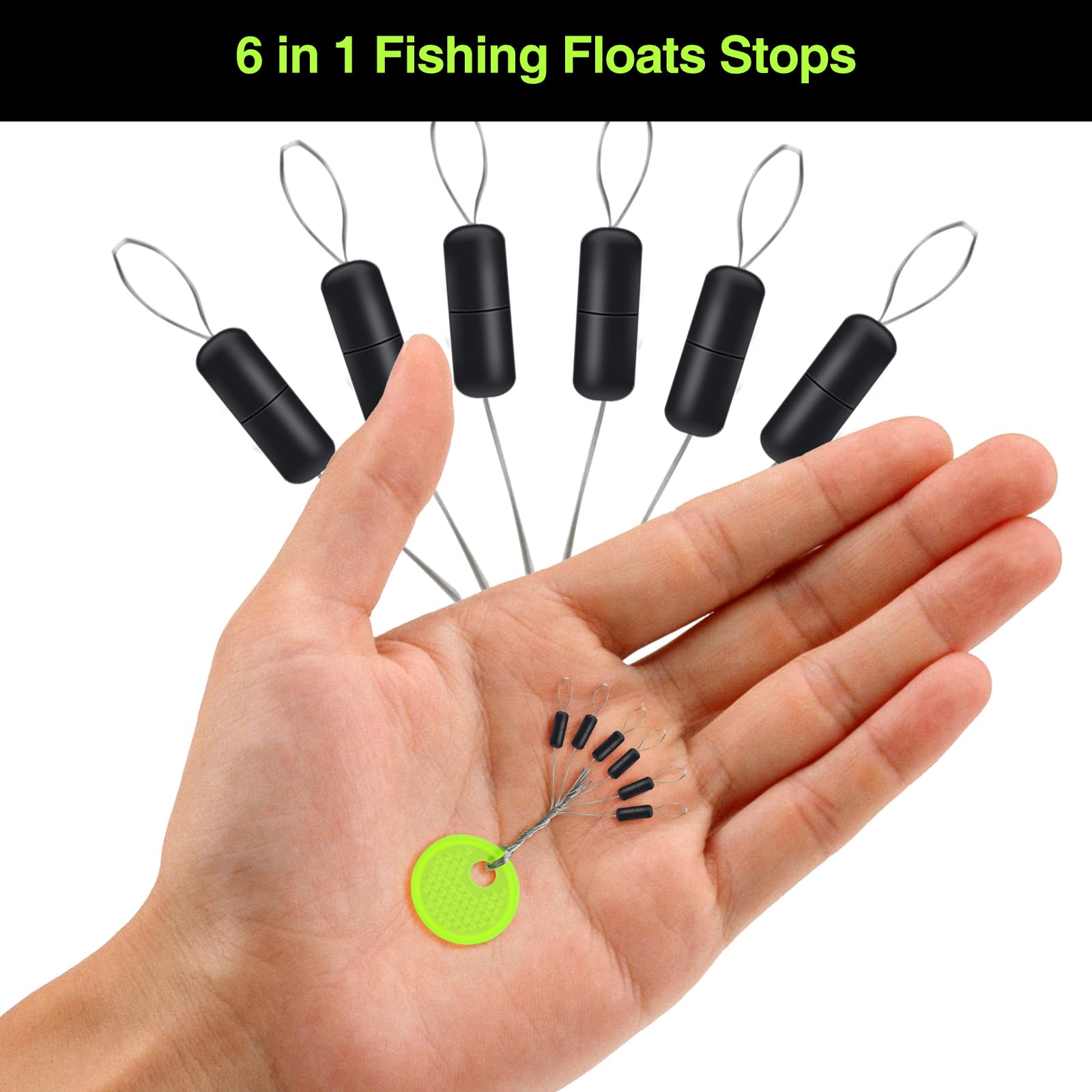 Stop Float Peche 150 Pièces 6 en 1 Bouchons Pêche Caoutchouc Perles Cylindriques