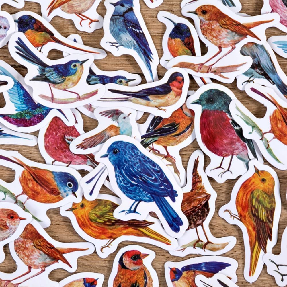 Bird Stickers 46PCS for Journal Scrapbooking Bullet Journal Kids DIY Planners Collage Diary Album Laptop Phone Cases and Art Crafts, 23 Patterns