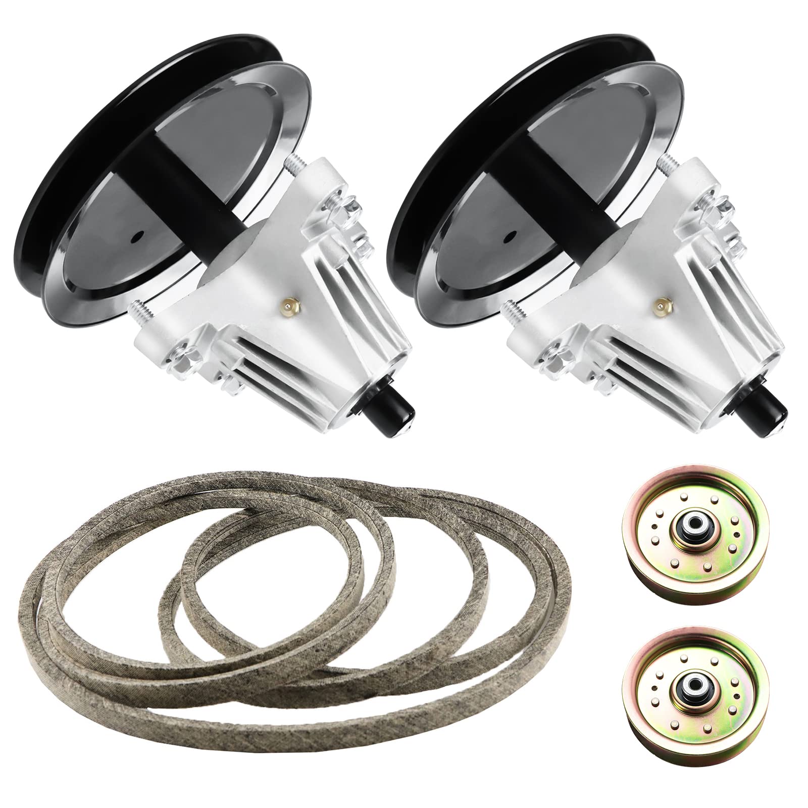 46 Inch Mower Deck Rebuild Kit for Cub Cadet LTX1045 LTX1046 LTX1046VT 618-04636 618-04865 918-04636; 2 Spindle Assemblies + 2 Flat Pulleys + 2 Idlers + 1 Kevlar Belt (Length 103")
