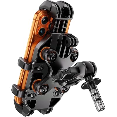 LOKTENWO Motorcycle Fork Stem Phone Mount with Vibration Dampener, Anti-Theft Motorcycle Phone Holder with Aluminum 1" Ball Arm, for Fork Stems 12-25.4mm(0.47-1") in Diameter, for 5.4"-6.9" Cellphones