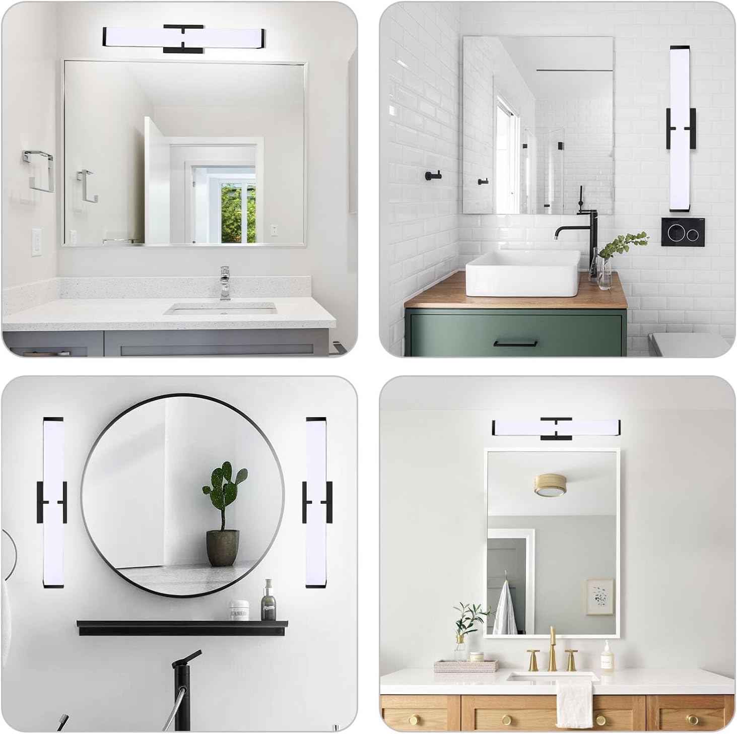 LED Bathroom Vanity Light Cool White 5000K Black Modern Matte Bathroom Lighting Fixtures; 16 Inch IP44 20W Equivalent to Incandescent 200W for Over Mirror Vanity Light - ETL Listed (1 Pack)