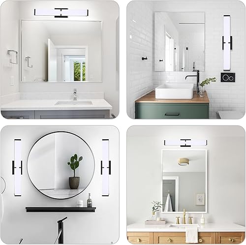Miniatura 7 de Luz LED para tocador de baño, blanco frío, 5000 K, moderna, mate, accesorios de iluminación de baño 16 pulgadas, IP44, 20 W, equivalente a